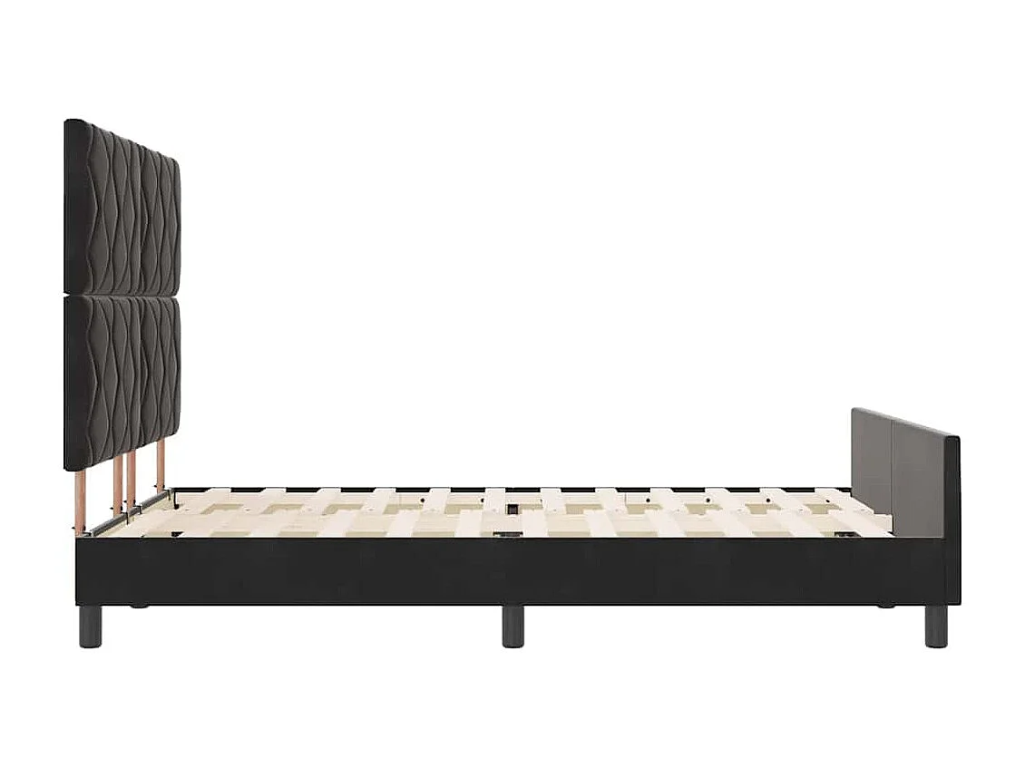 Lit double | Lit adulte | Cadre de lit avec tête de lit Noir 140x200 cm Velours