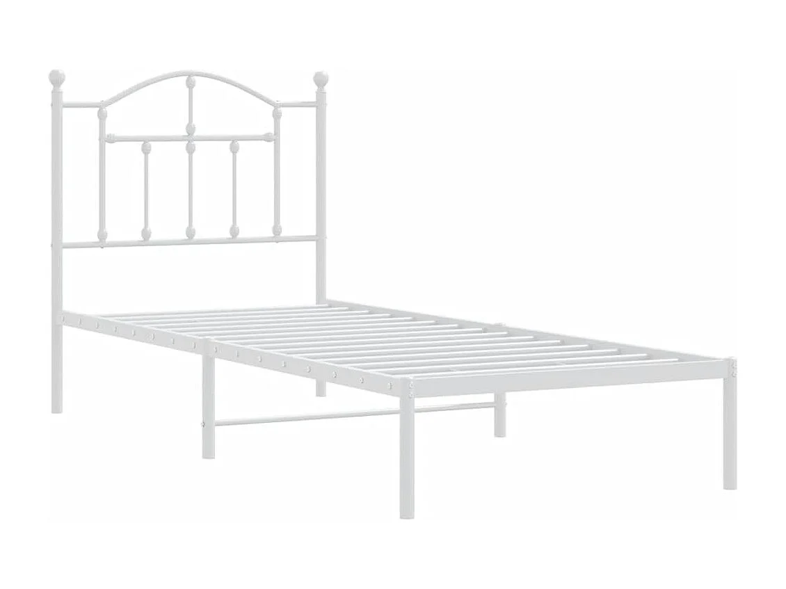 Lit simple | Lit adulte, enfant | Cadre de lit métal avec tête de lit blanc 90x190cm