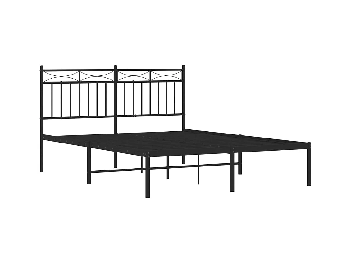 Lit double | Lit adulte | Cadre de lit métal avec tête de lit noir 140x190cm