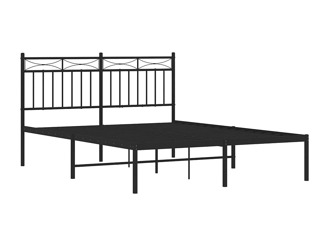 Lit double | Lit adulte | Cadre de lit métal avec tête de lit noir 140x190cm