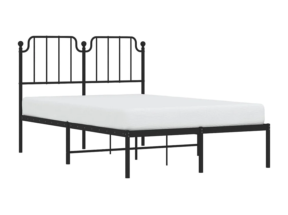 Lit simple | Lit adulte, enfant | Cadre de lit métal avec tête de lit noir 120x190cm