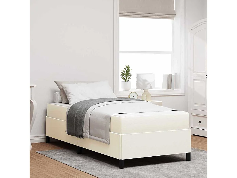 Lit simple | Lit adulte, enfant | Cadre de lit Crème 90x200 cm Tissu en velours côtelé