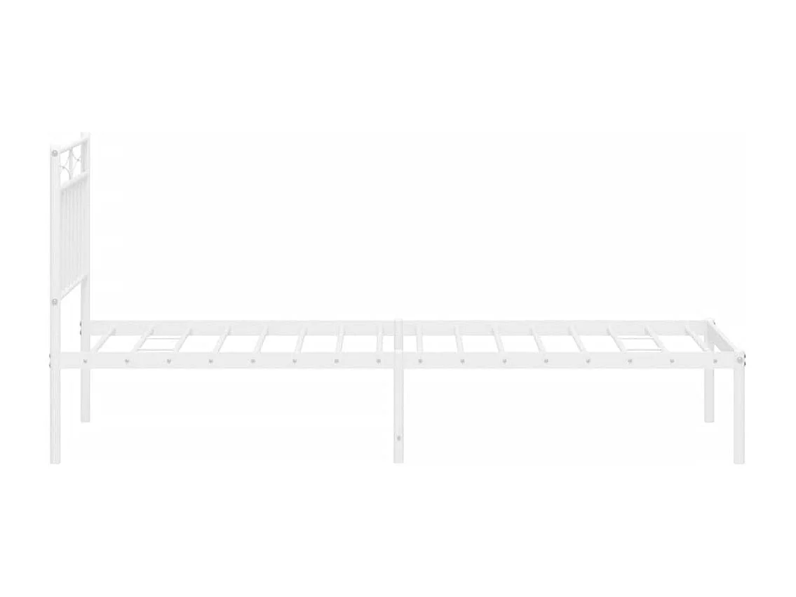 Lit simple | Lit adulte, enfant | Cadre de lit métal avec tête de lit blanc 75x190cm