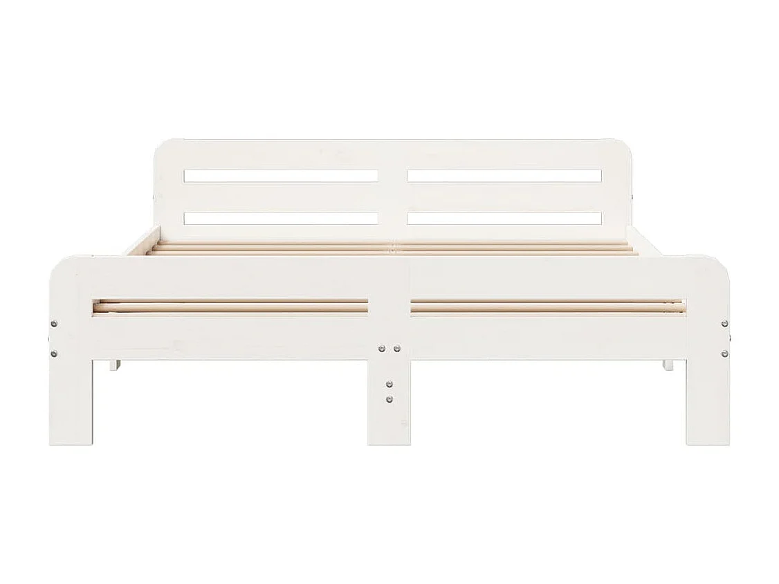 Lit double | Lit adulte | Cadre de lit blanc 160x200 cm bois de pin massif