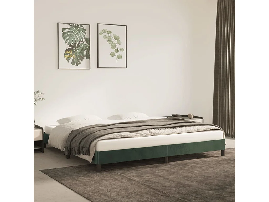 Lit double | Lit adulte | Cadre de lit vert foncé 200x200 cm velours