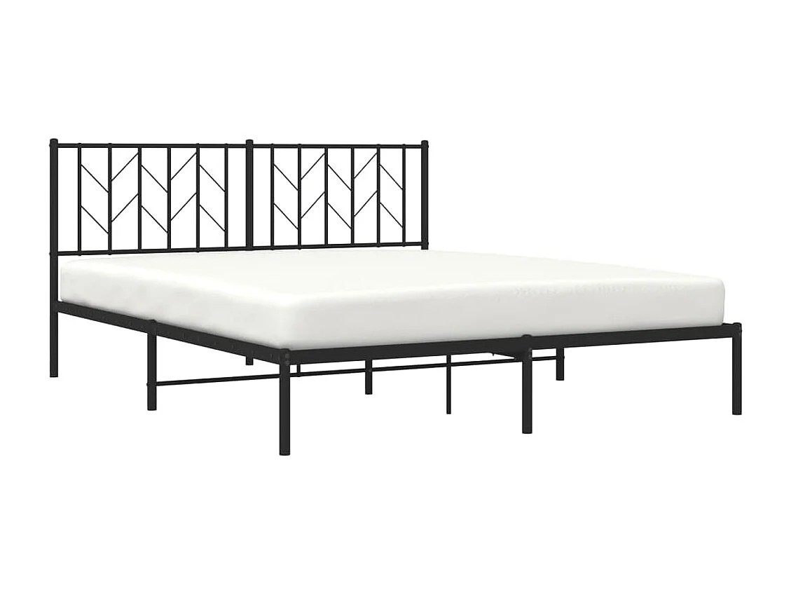 Lit double | Lit adulte | Cadre de lit métal et tête de lit noir 160x200 cm