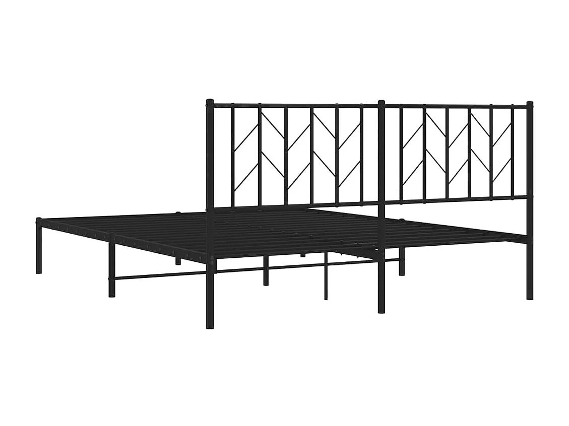 Lit double | Lit adulte | Cadre de lit métal et tête de lit noir 160x200 cm