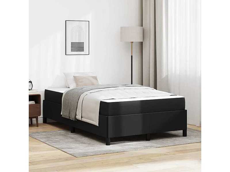 Lit simple | Lit adulte, enfant | Cadre de lit avec matelas Noir 120x200 cm Faux cuir