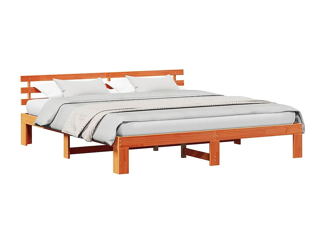 Lit double | Lit adulte | Cadre de lit Marron 180x200 cm Bois de pin massif