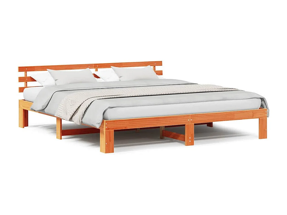 Lit double | Lit adulte | Cadre de lit Marron 180x200 cm Bois de pin massif