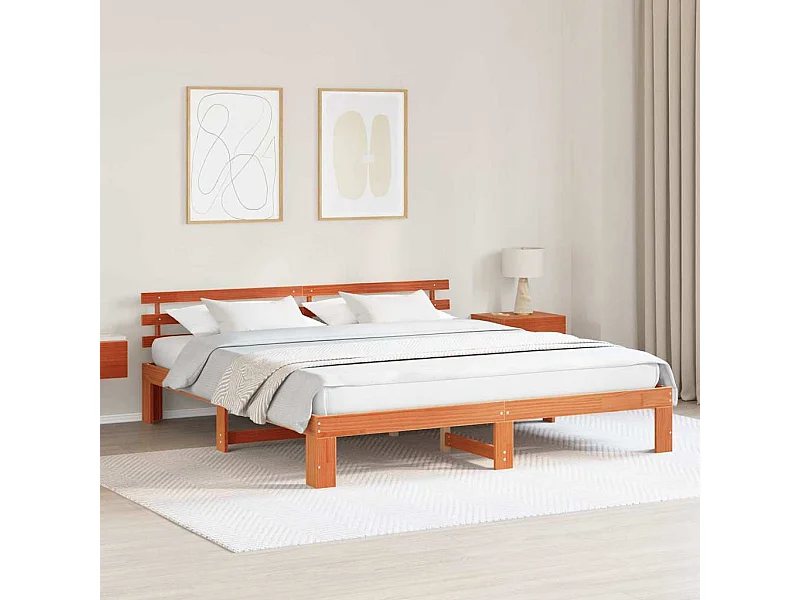 Lit double | Lit adulte | Cadre de lit Marron 180x200 cm Bois de pin massif
