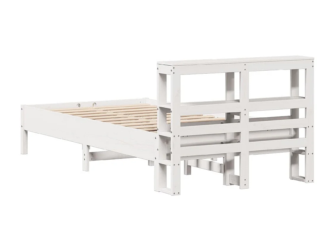 Lit simple | Lit adulte, enfant | Cadre de lit blanc 90x190 cm bois de pin massif