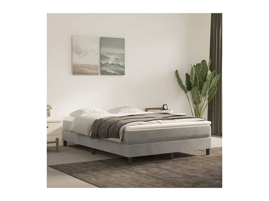 Lit double | Lit adulte | Cadre de lit gris clair 140x190 cm velours