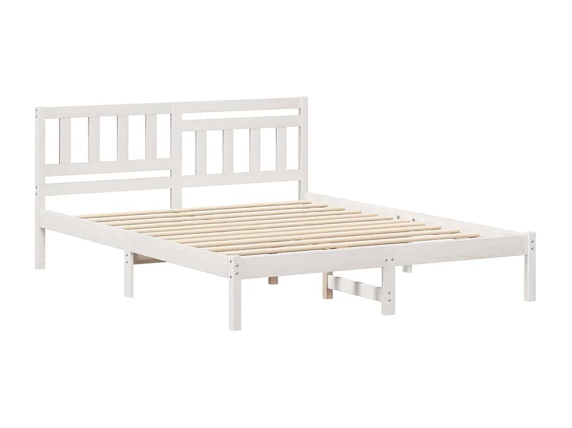 Lit double | Lit adulte | Cadre de lit Blanc 160x200 cm Bois massif en pin