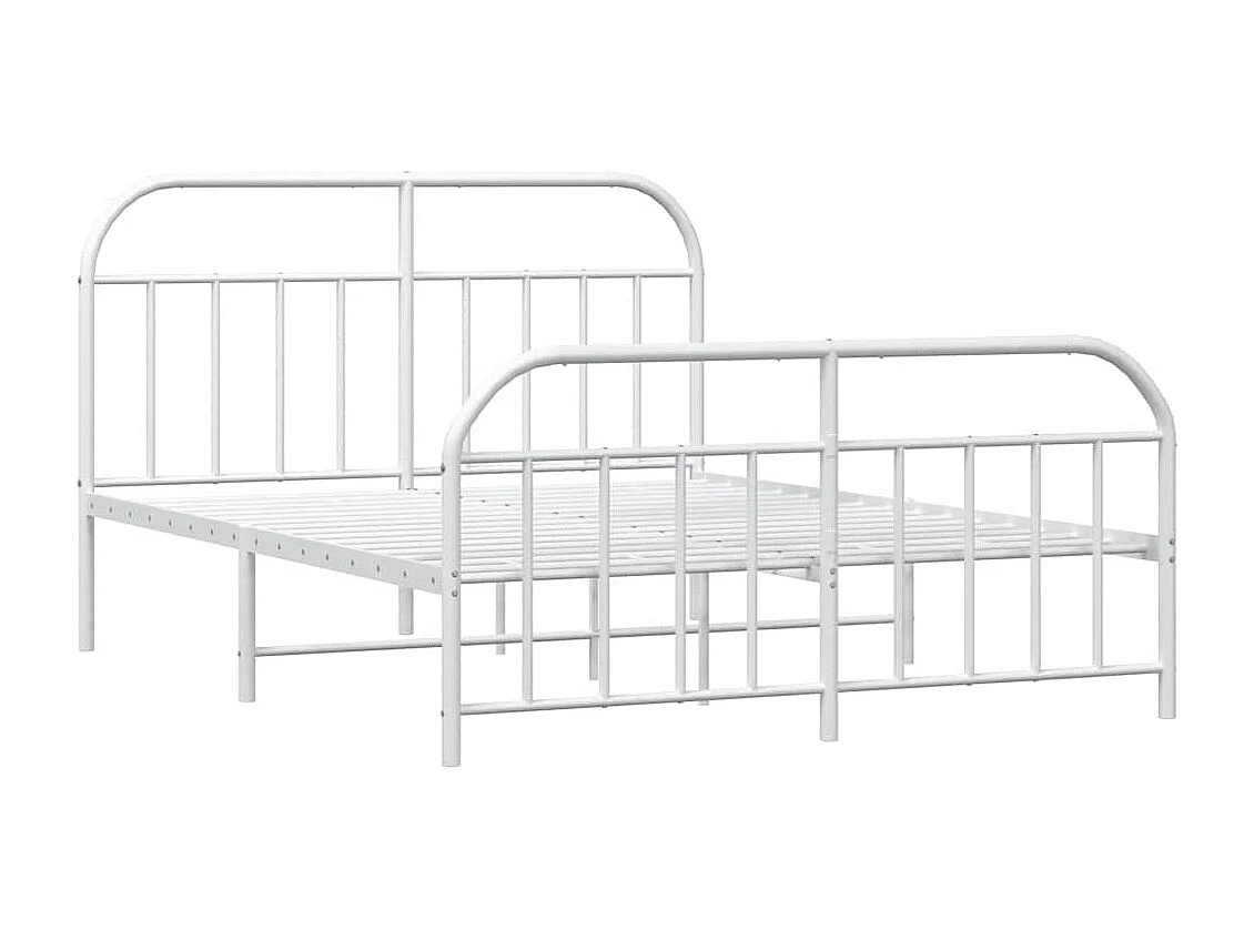 Lit double | Lit adulte | Cadre de lit métal et pied de lit blanc 135x190 cm