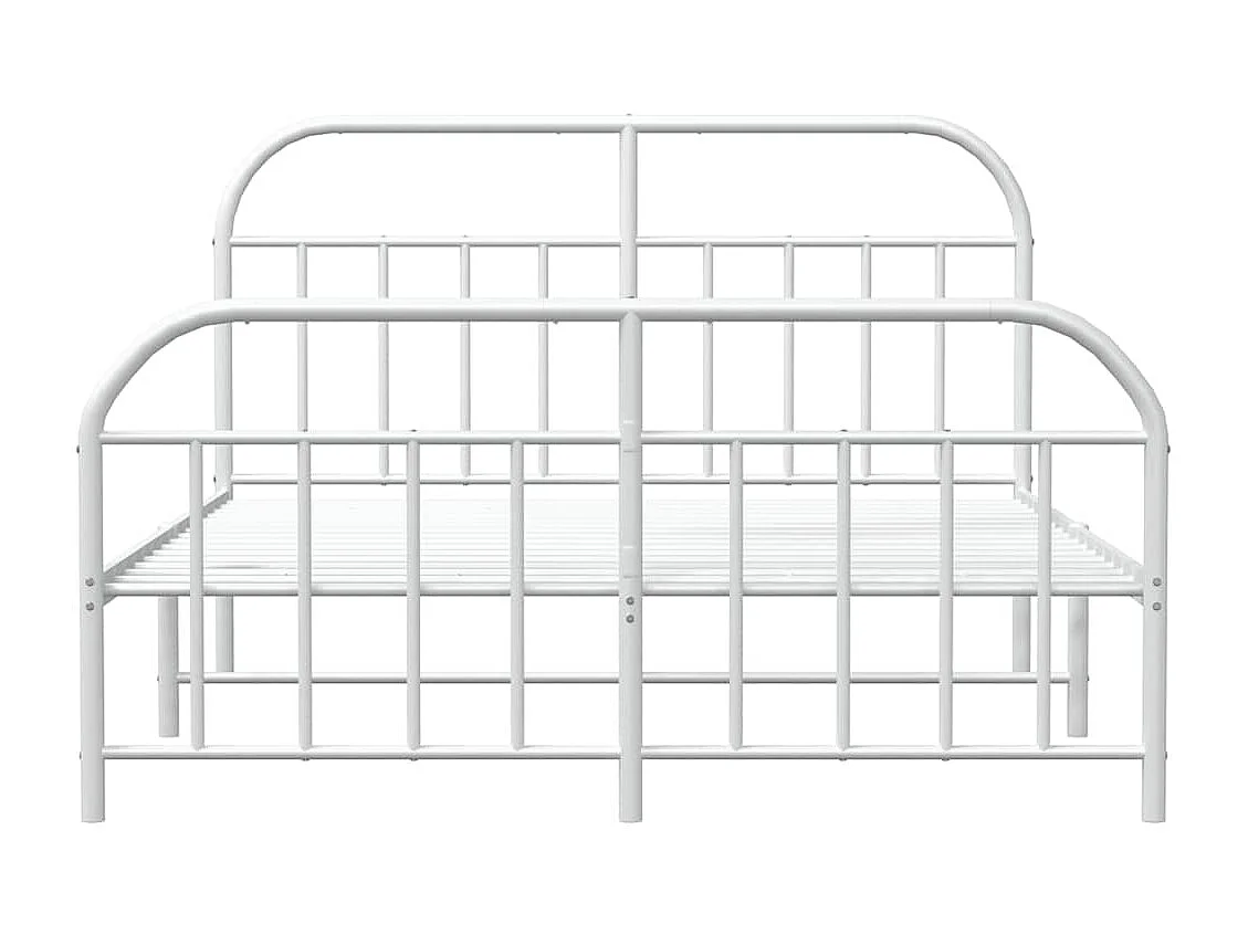 Lit double | Lit adulte | Cadre de lit métal et pied de lit blanc 135x190 cm