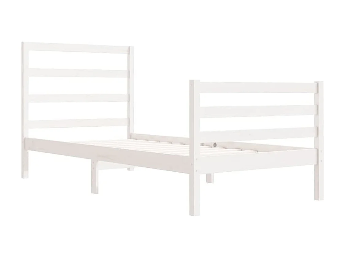 Lit simple | Lit adulte, enfant | Cadre de lit blanc bois de pin massif 90x190 cm