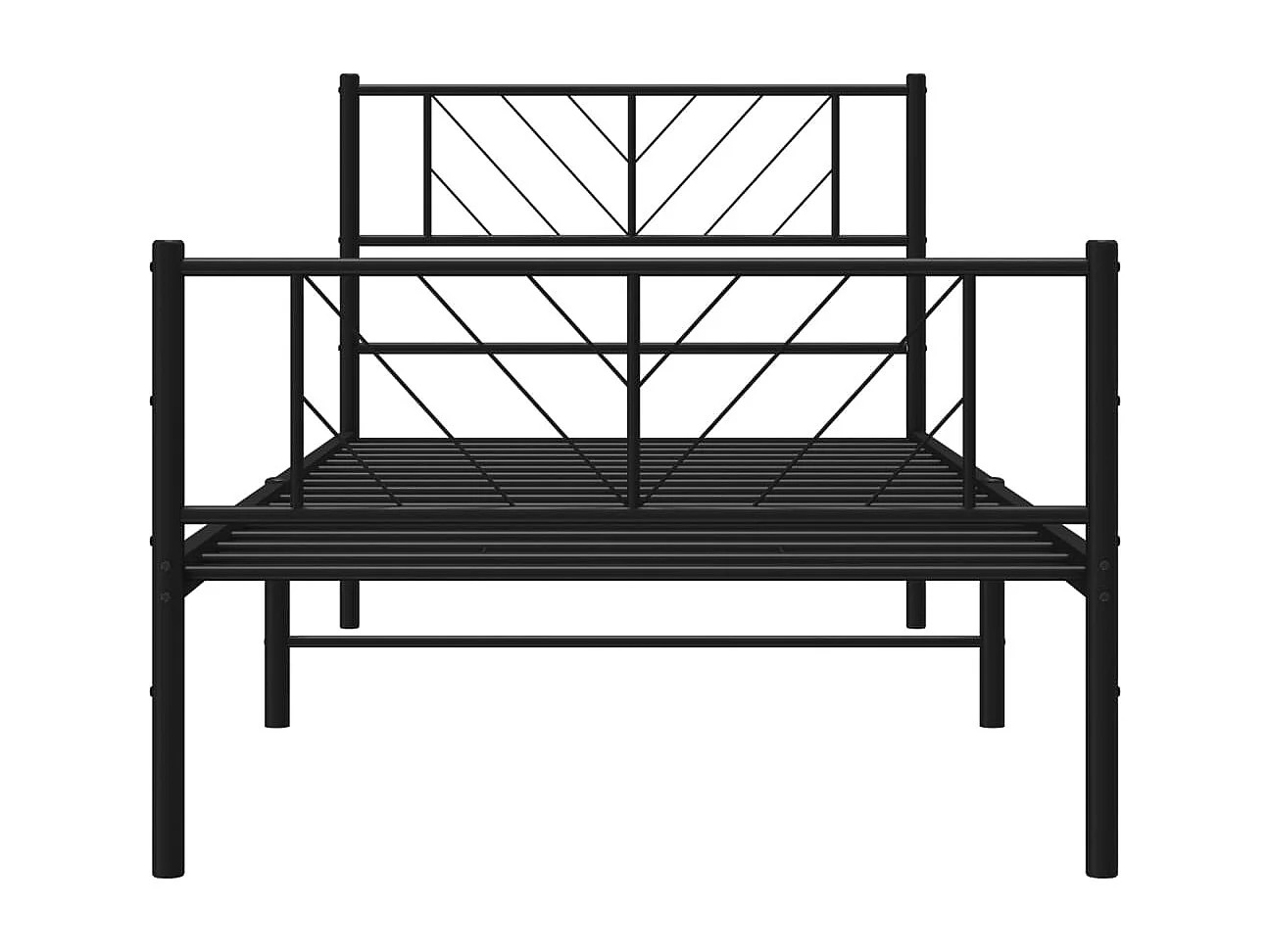 Lit simple | Lit adulte, enfant | Cadre de lit métal avec pied de lit noir 80x200 cm
