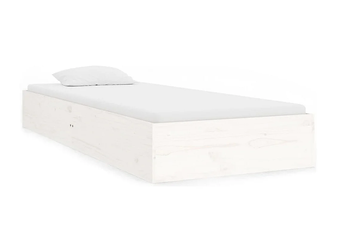 Lit simple | Lit adulte, enfant | Cadre de lit blanc bois massif 75x190 cm