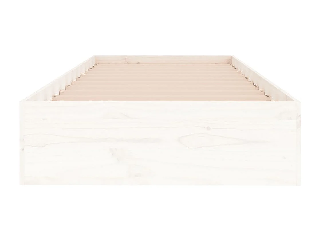 Lit simple | Lit adulte, enfant | Cadre de lit blanc bois massif 75x190 cm