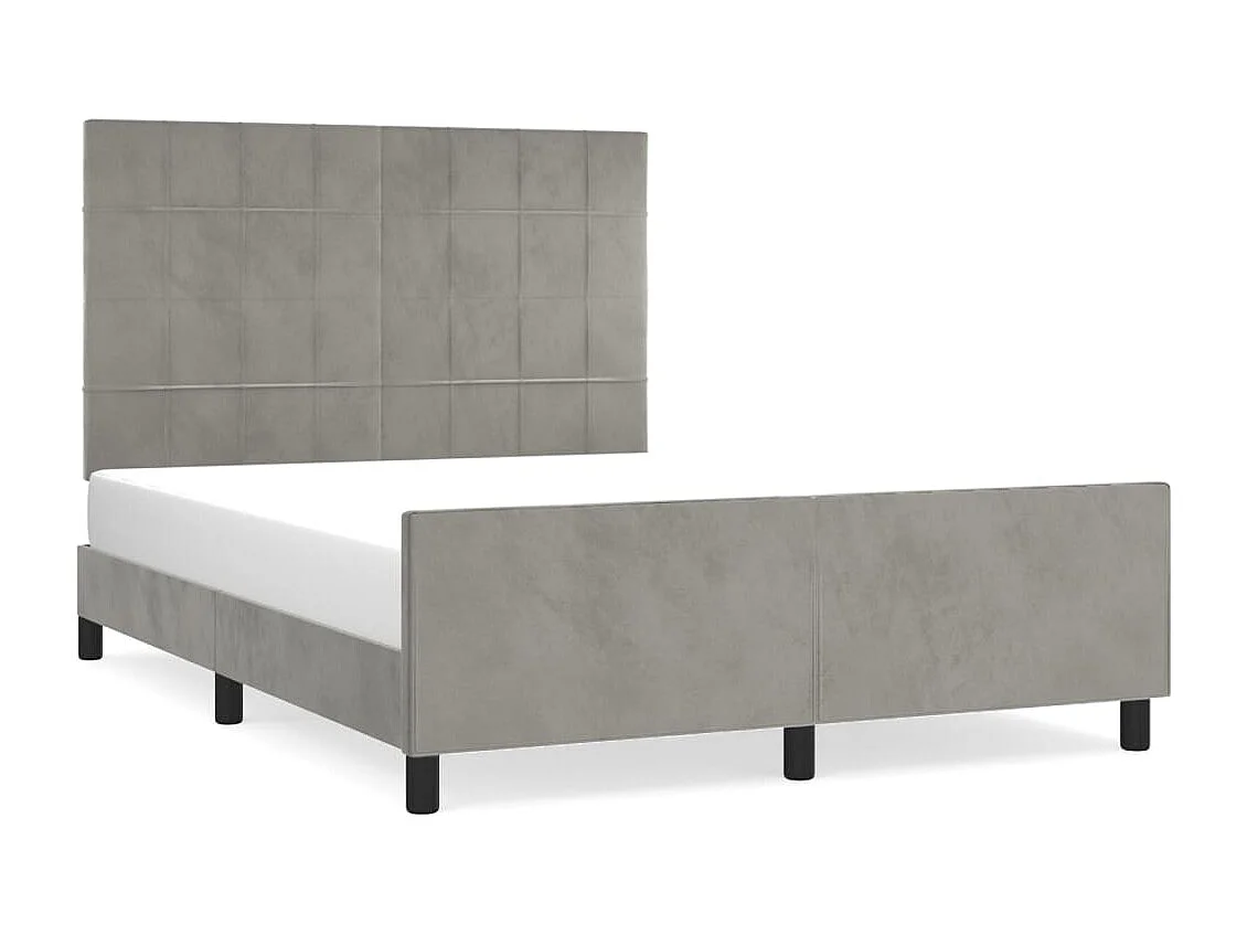 Lit double | Lit adulte | Cadre de lit gris clair 140x190 cm velours