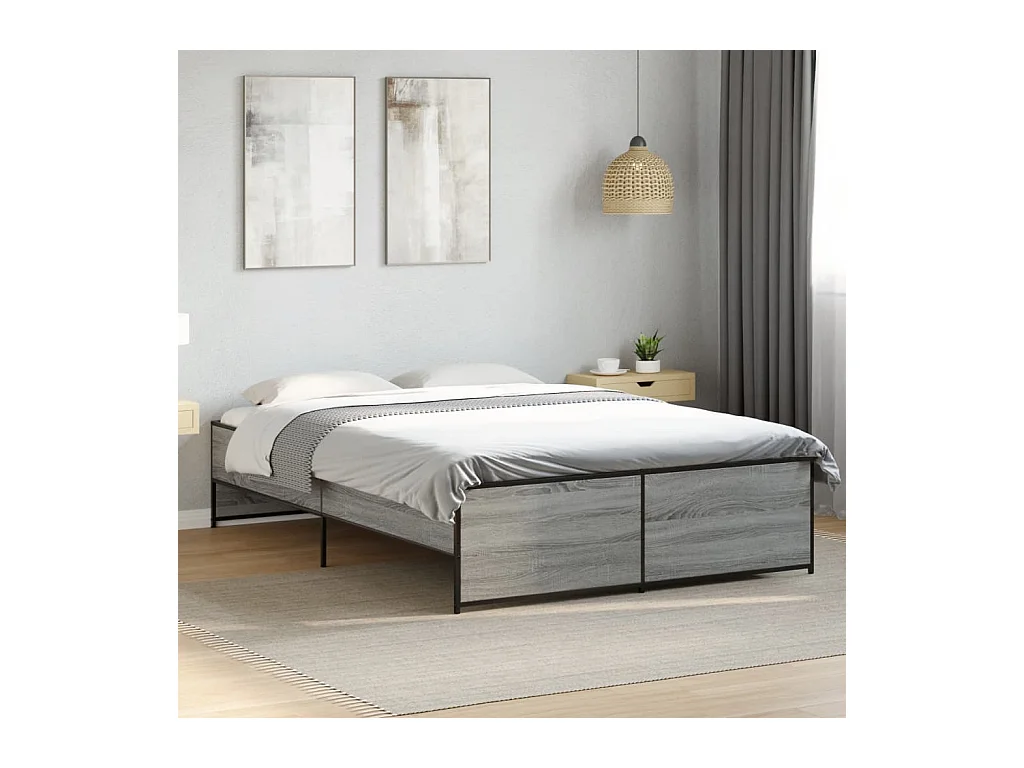 Lit double | Lit adulte | Cadre de lit sonoma gris 140x190 cm