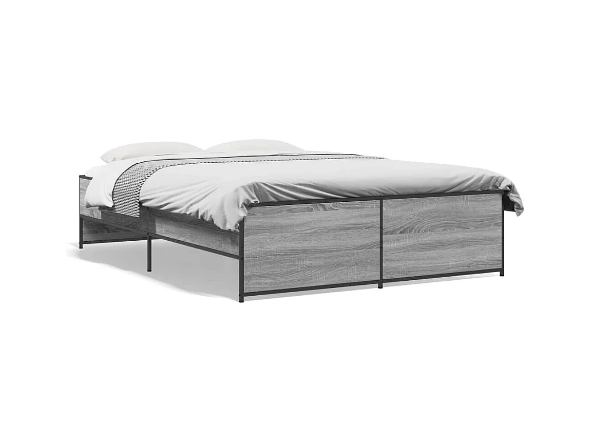 Lit double | Lit adulte | Cadre de lit sonoma gris 140x190 cm