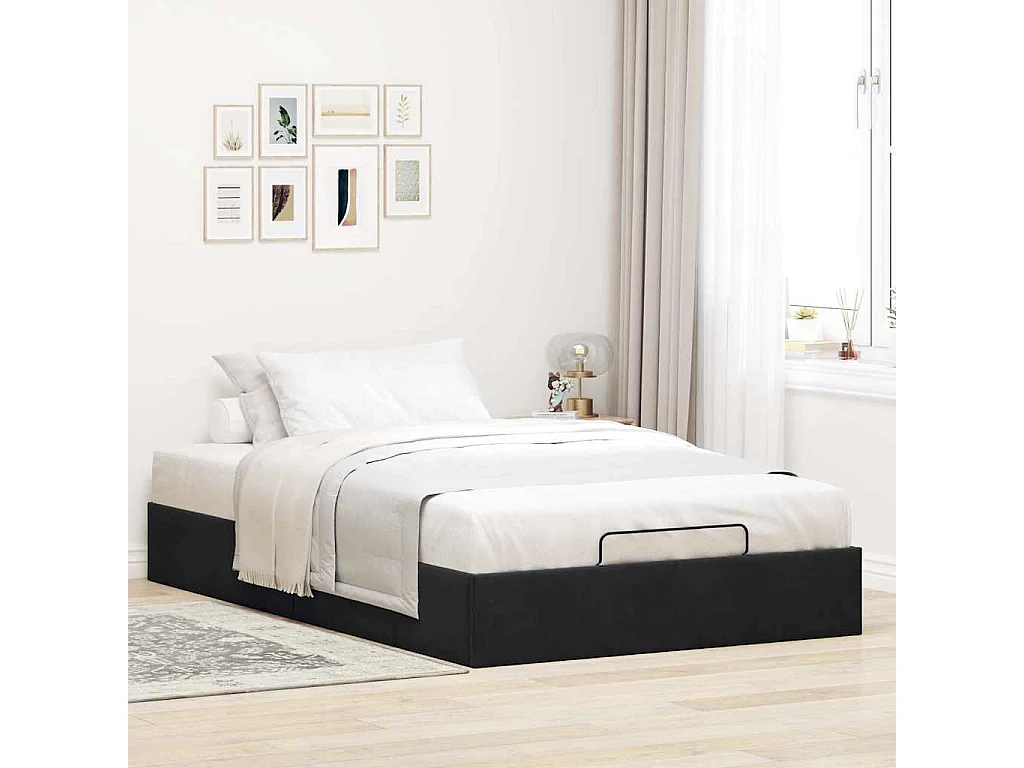Lit simple | Lit adulte, enfant | Cadre de lit ottoman noir 120x200 cm velours