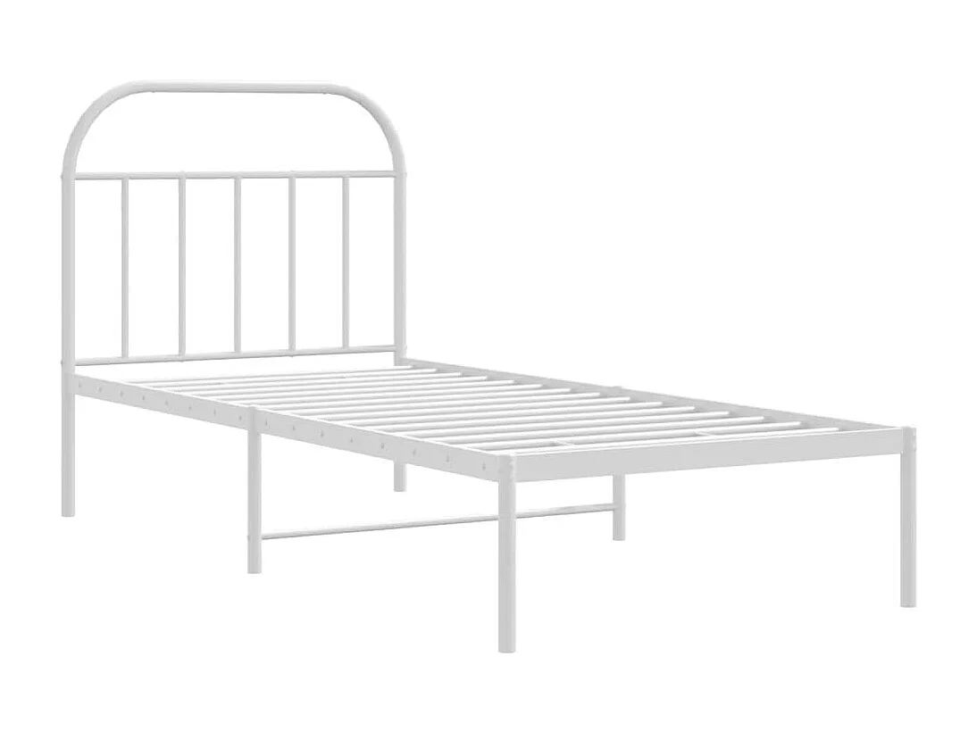Lit simple | Lit adulte, enfant | Cadre de lit métal avec tête de lit blanc 90x190cm
