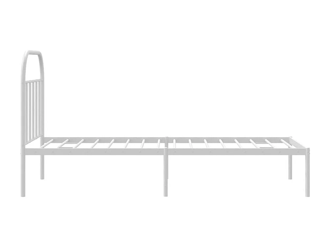 Lit simple | Lit adulte, enfant | Cadre de lit métal avec tête de lit blanc 90x190cm