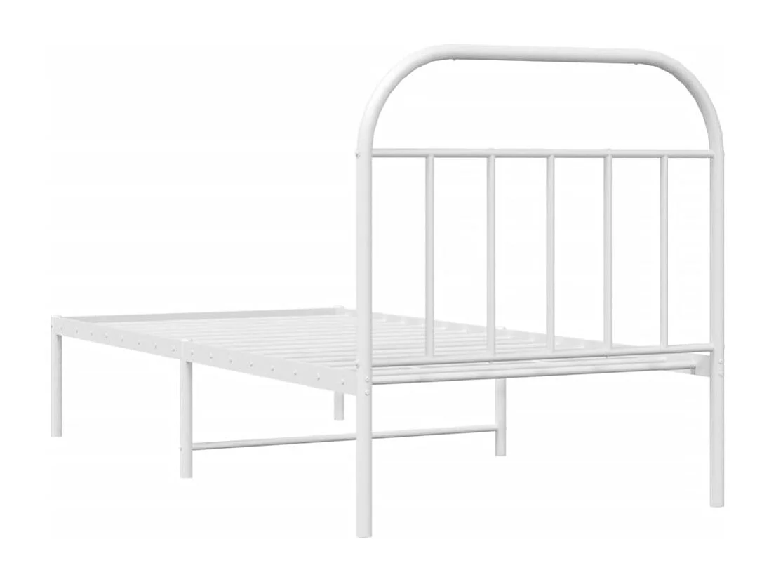 Lit simple | Lit adulte, enfant | Cadre de lit métal avec tête de lit blanc 90x190cm