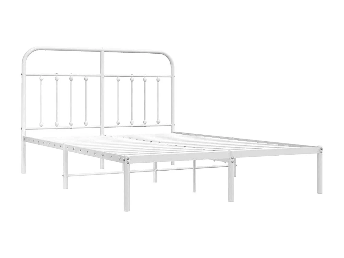 Lit double | Lit adulte | Cadre de lit métal et tête de lit blanc 135x190 cm