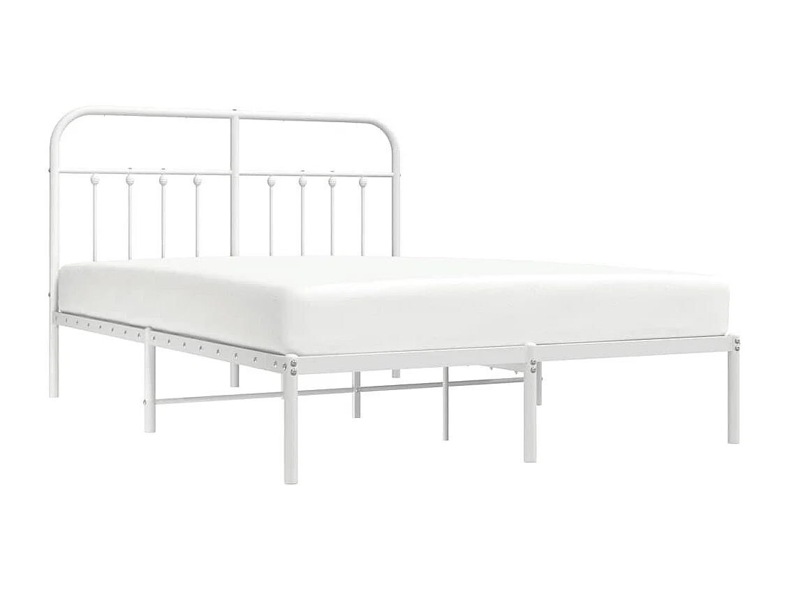 Lit double | Lit adulte | Cadre de lit métal et tête de lit blanc 135x190 cm