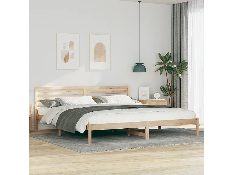 Lit double | Lit adulte | Cadre de lit Marron 180x210 cm Bois massif en pin