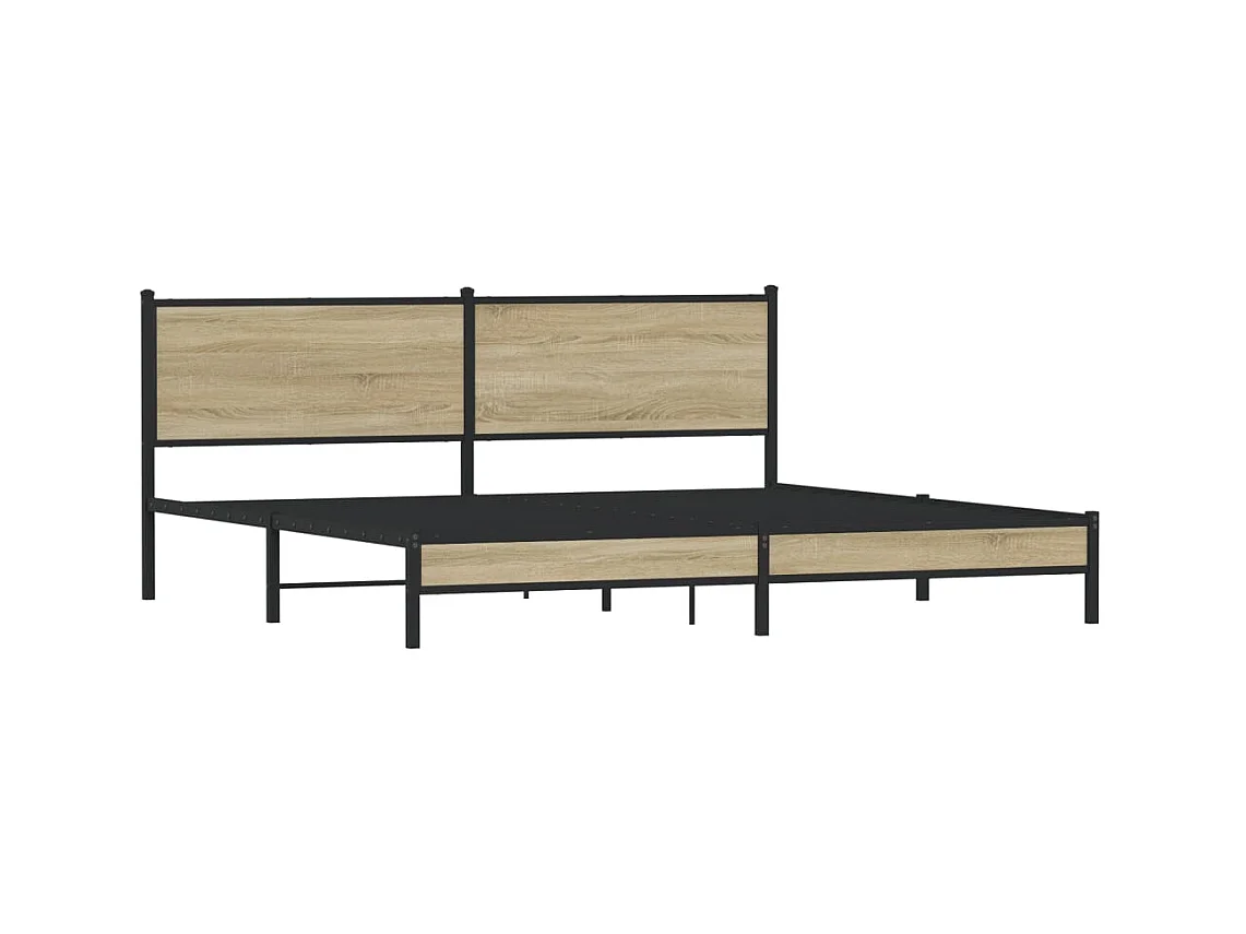 Letto per adulti | Letto matrimoniale | Giroletto senza Materaso in Metallo Rovere Sonoma 193x203 cm