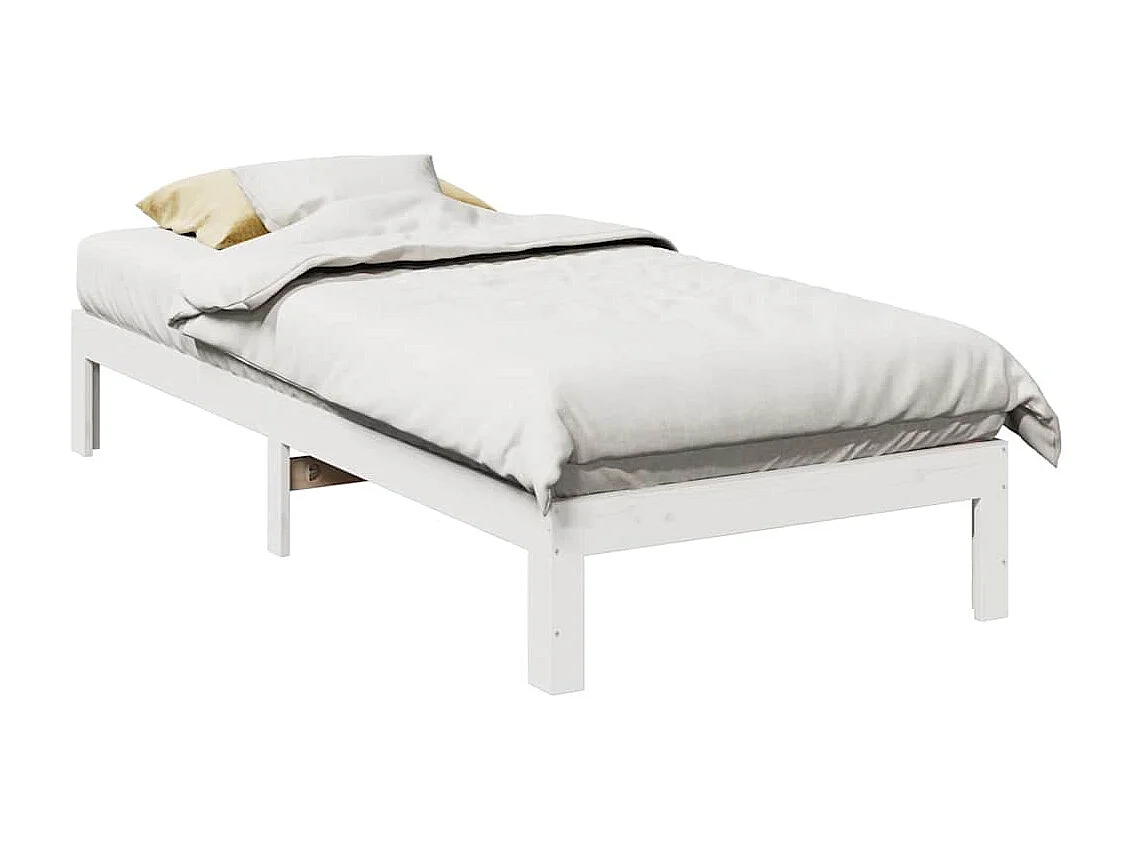 Letto per adulti | Letto singolo | Giroletto senza Materasso Bianco 80x200 cm Legno Massello Pino