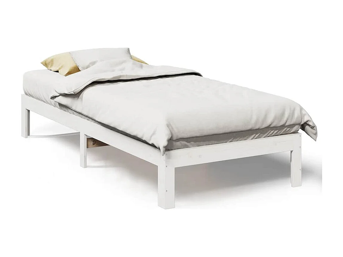 Letto per adulti | Letto singolo | Giroletto senza Materasso Bianco 80x200 cm Legno Massello Pino