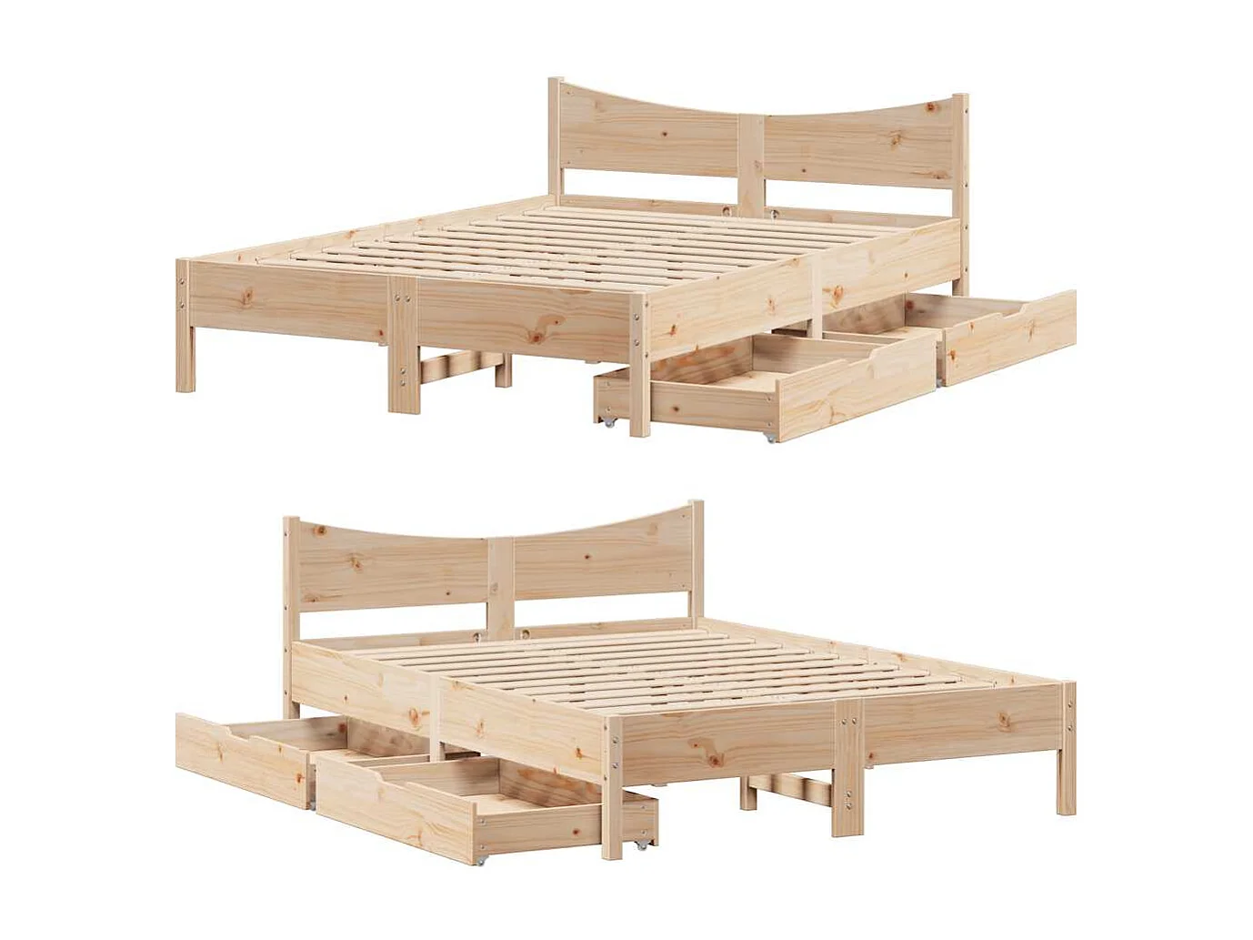 Bedframe | Eenpersoonsbed met lades massief grenenhout 120x190 cm