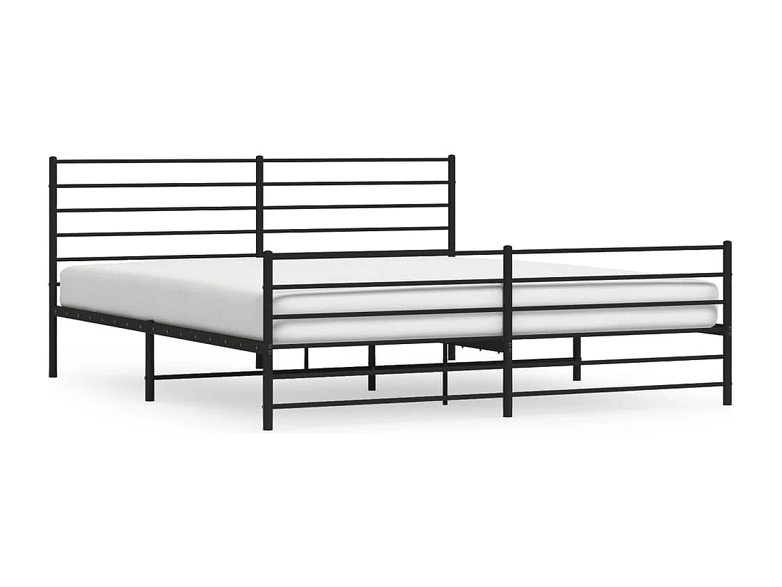 Lit double | Lit adulte | Cadre de lit métal avec pied de lit noir 180x200cm