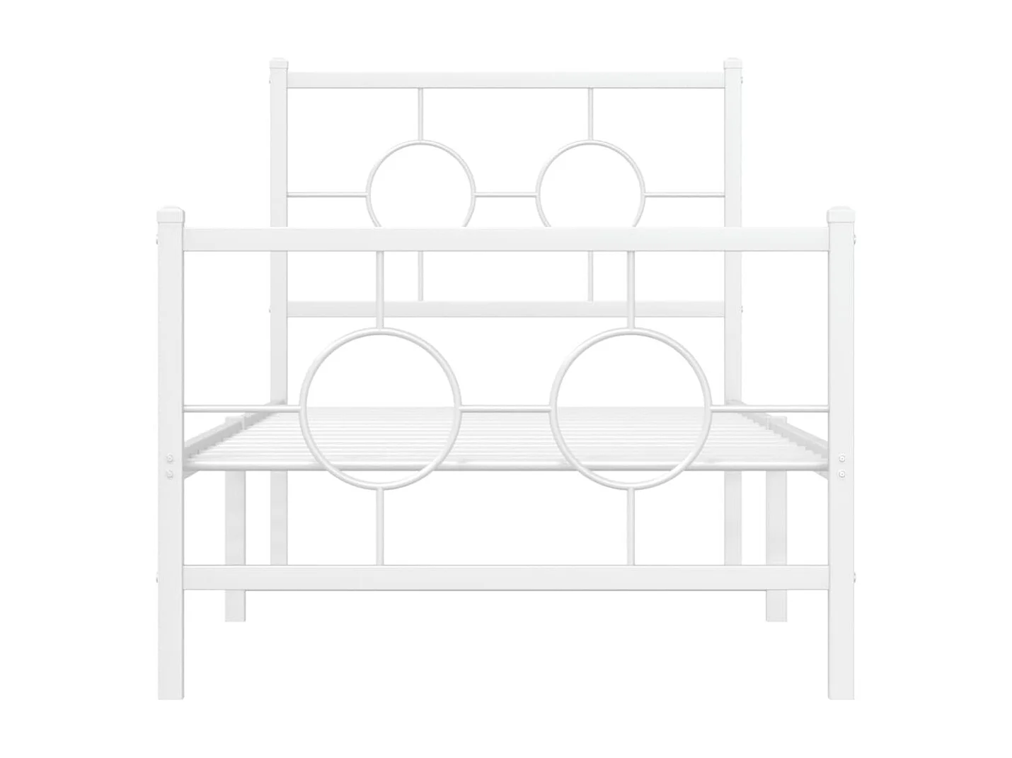 Lit simple | Lit adulte, enfant | Cadre de lit métal avec pied de lit blanc 80x200cm