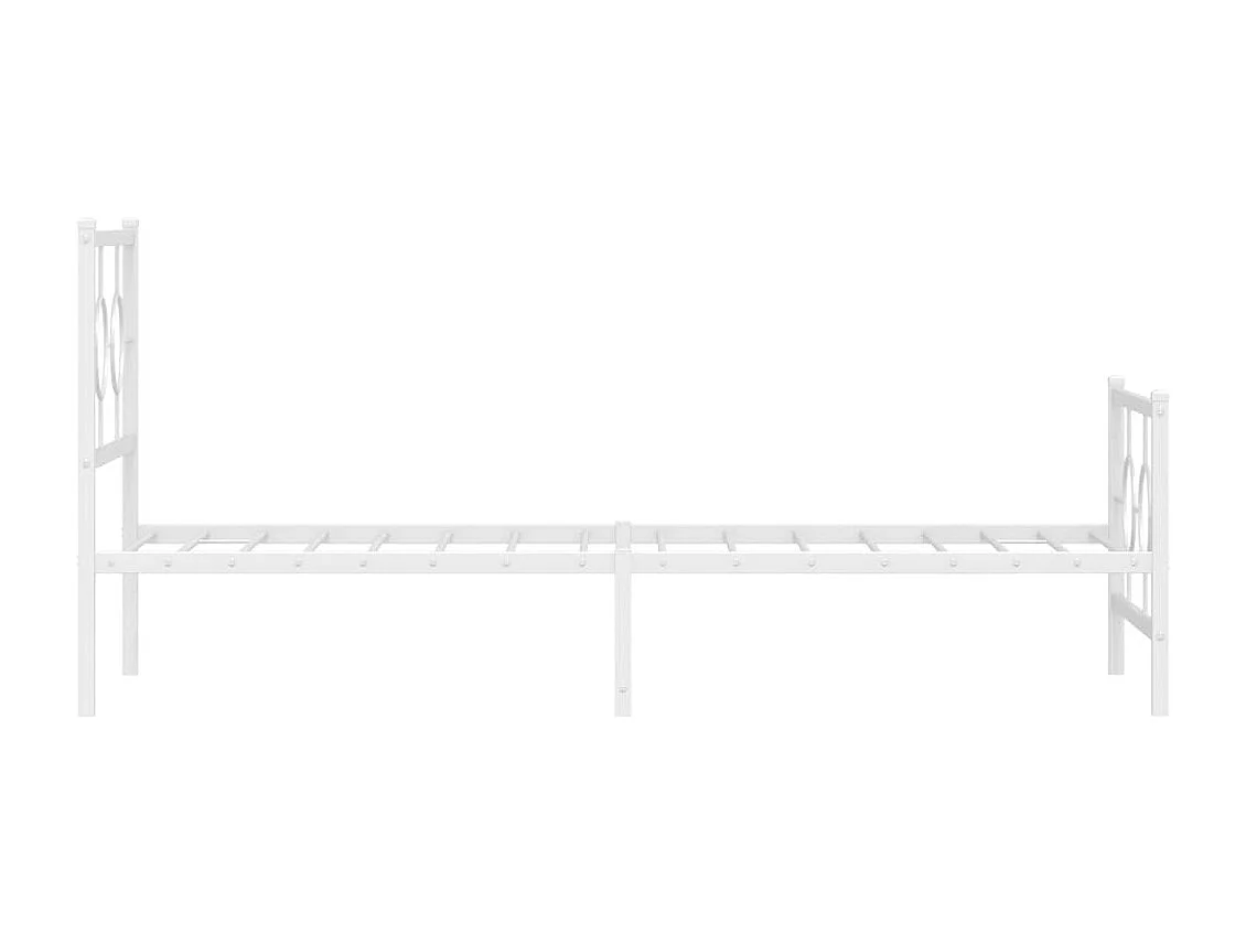 Lit simple | Lit adulte, enfant | Cadre de lit métal avec pied de lit blanc 80x200cm