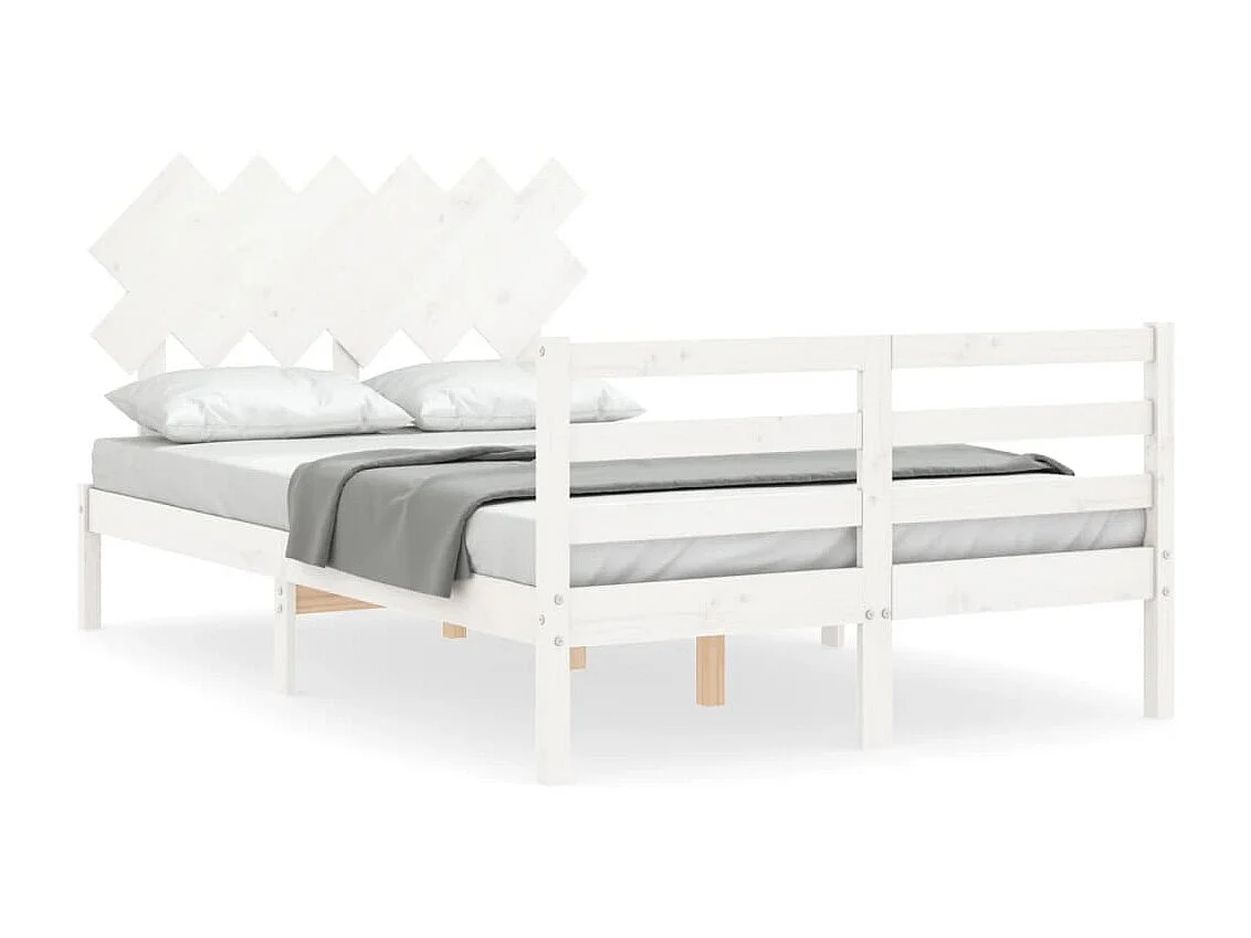 Lit double | Lit adulte | Cadre de lit blanc bois massif 135x190 cm