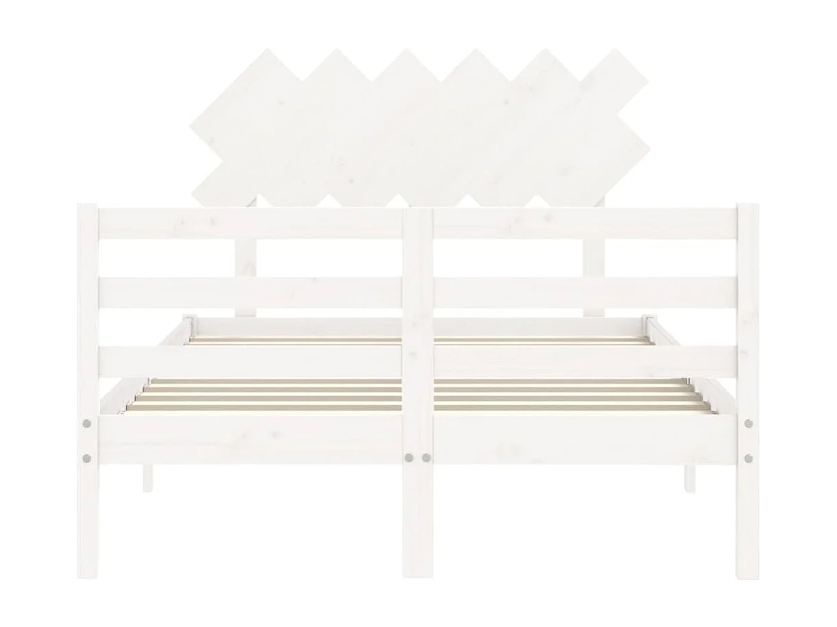 Lit double | Lit adulte | Cadre de lit blanc bois massif 135x190 cm