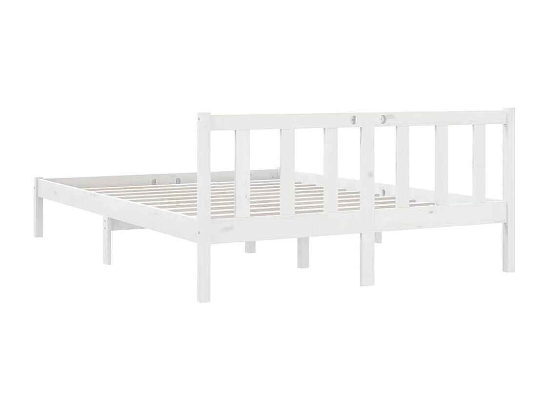 Lit double | Lit adulte | Cadre de lit blanc bois de pin massif 150x200 cm