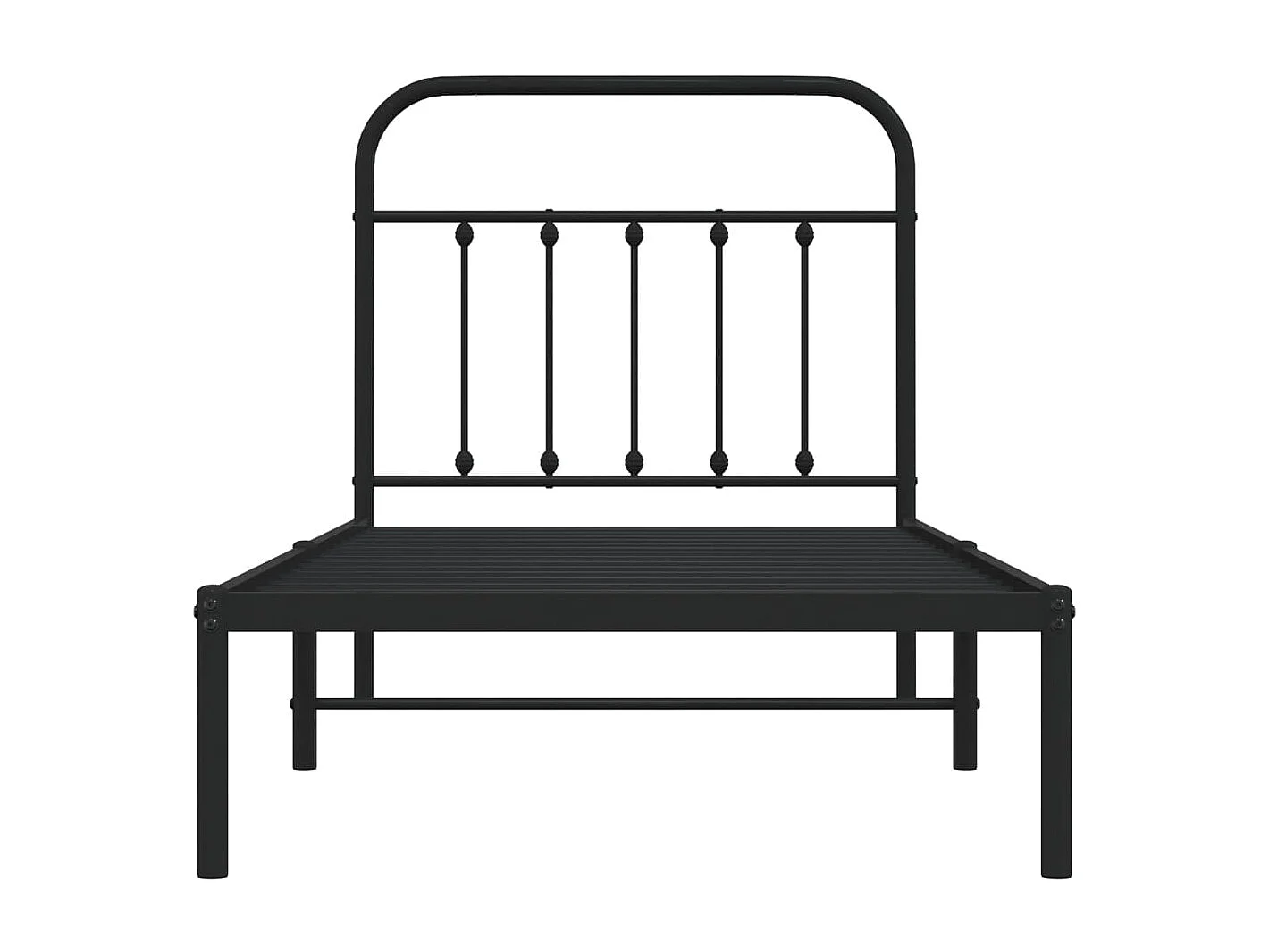 Lit simple | Lit adulte, enfant | Cadre de lit métal avec tête de lit noir 90x190 cm