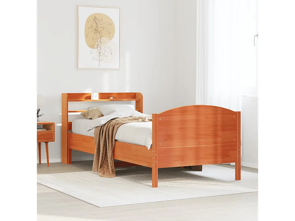 Lit simple | Lit adulte, enfant | Cadre de lit cire marron 100x200cm bois pin massif