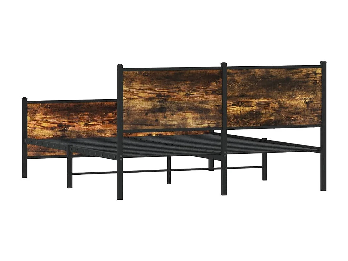 Lit double | Lit adulte | Cadre de lit en métal chêne fumé 140x200 cm