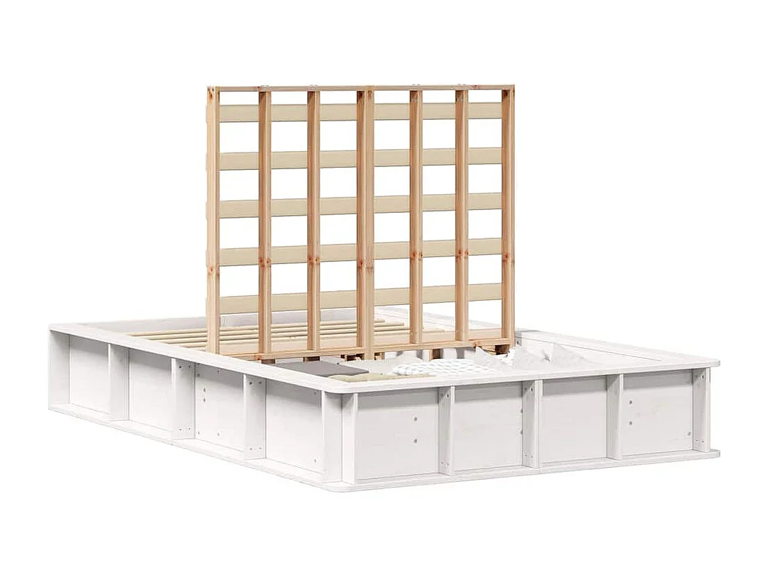 Lit simple | Lit adulte, enfant | Cadre de lit avec stockage Blanc 120x200 cm bois