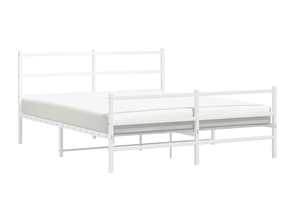 Lit double | Lit adulte | Cadre de lit métal et pied de lit blanc 150x200 cm