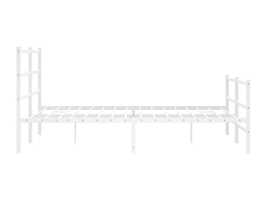 Lit double | Lit adulte | Cadre de lit métal et pied de lit blanc 150x200 cm